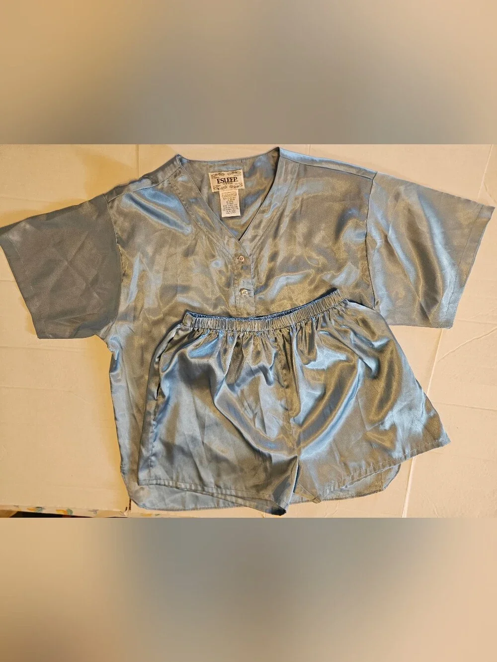 Vintage 90s ESLEEP New York Satin Pajama Set XL Made in Hong Kong